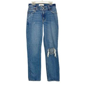 Abercrombie & Fitch The 90s Straight Low Rise Distressed Jeans Curve Love Size 2